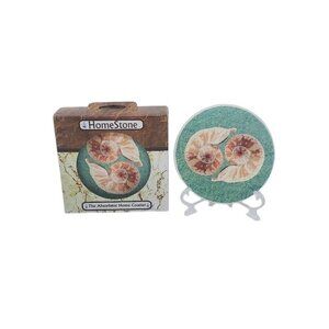 HomeStone Absorbent Coaster Set Of 4 Double Moon Shells Design Cork Backing